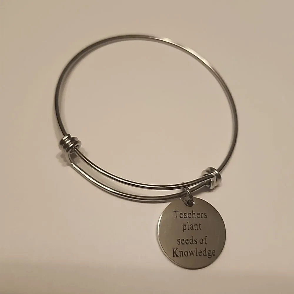 Teachers Plant Seeds of Knowledge Silver Tone Bracelet